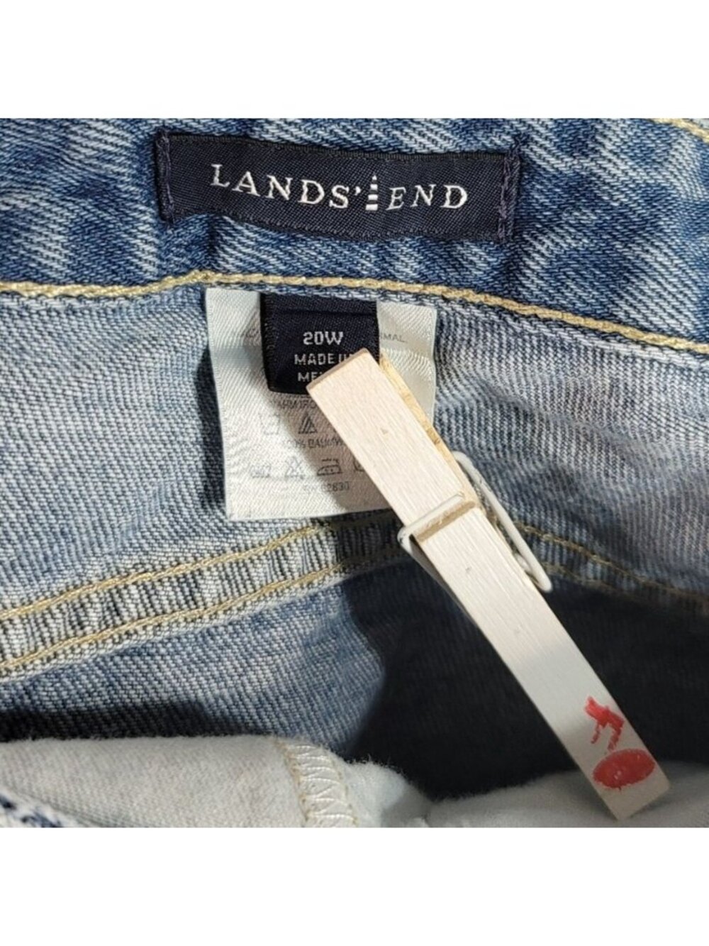 Lands' End Womens Straight Leg Jeans Blue 20W Zip Pockets Cotton Recover Hi Rise - Picture 6 of 9